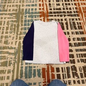 Joseph A Kids' Long Sleeve Tee - Light Gray with Pink and Dark Blue Sleeves